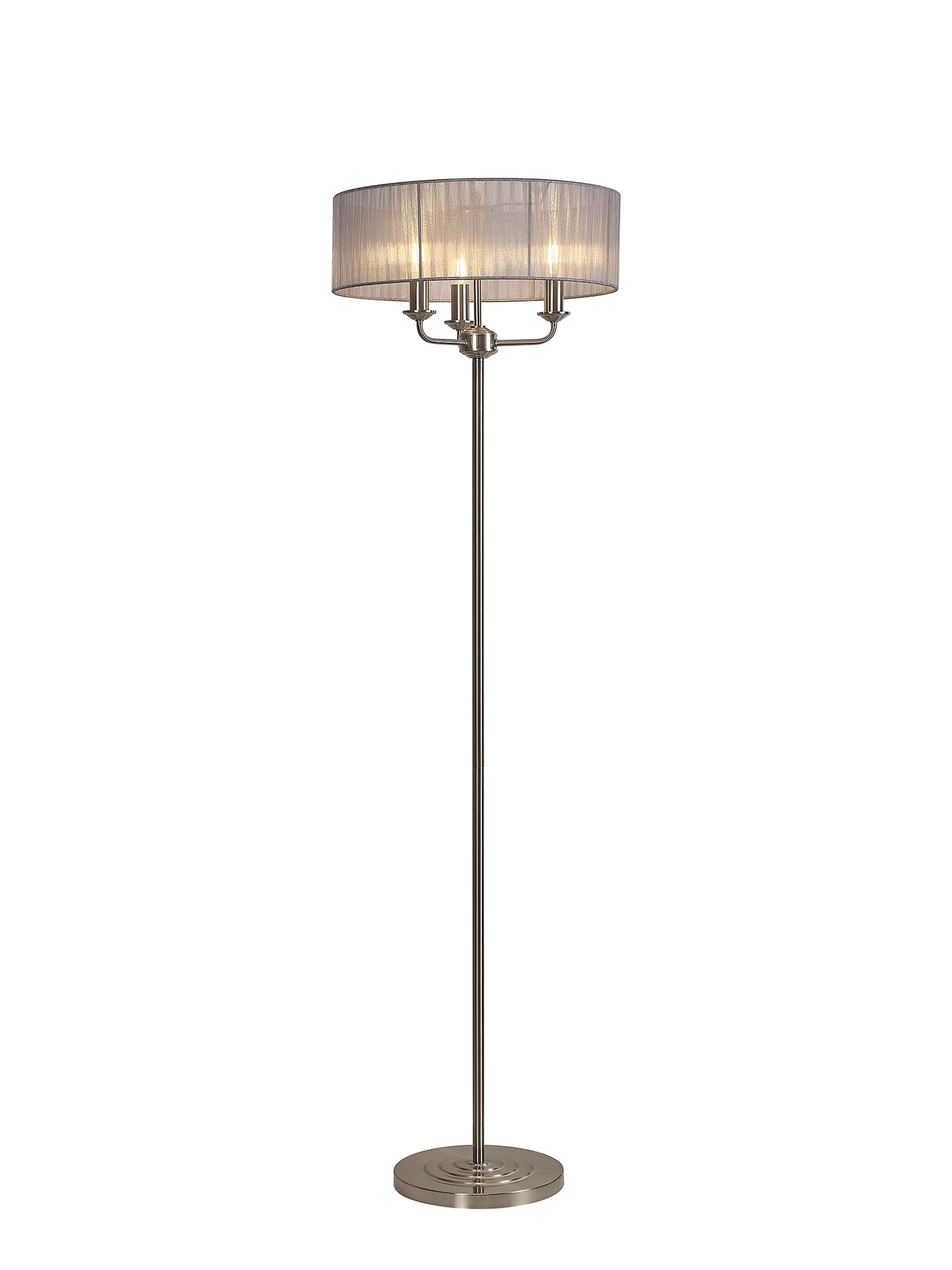 DK0930  Banyan 45cm 3 Light Floor Lamp Satin Nickel, Grey